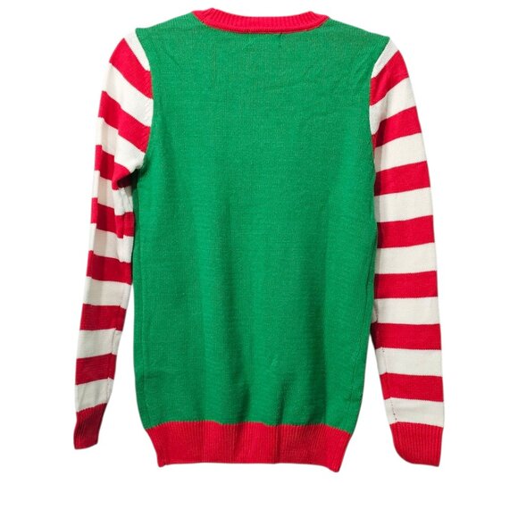 Christmas New UGLY Sweater Party To Be Jolly Mrs. Elf Pullover Knit Sweater - Picture 7 of 9